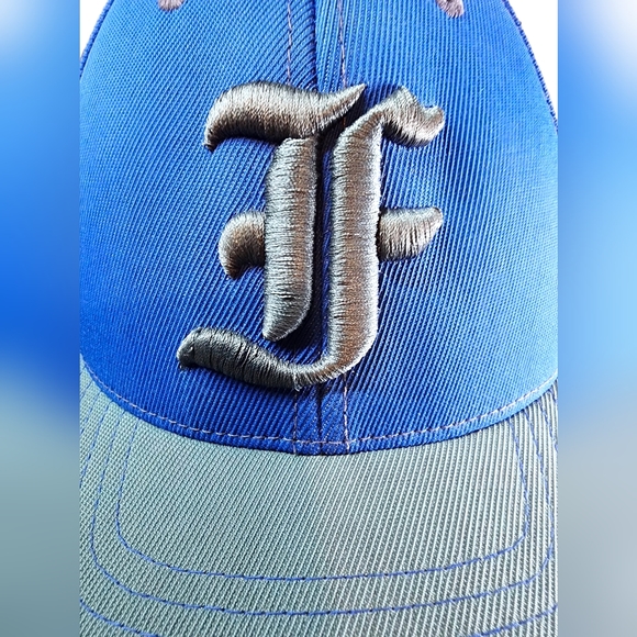 Pacific Headwear Pro-Model Adult Letter "F” Blue & Gray Baseball Flexfit Hat Cap - Picture 6 of 8